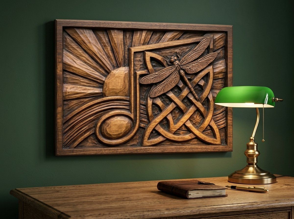 Dragonfly Music Note CNC Relief STL bas-relief STL — view 14