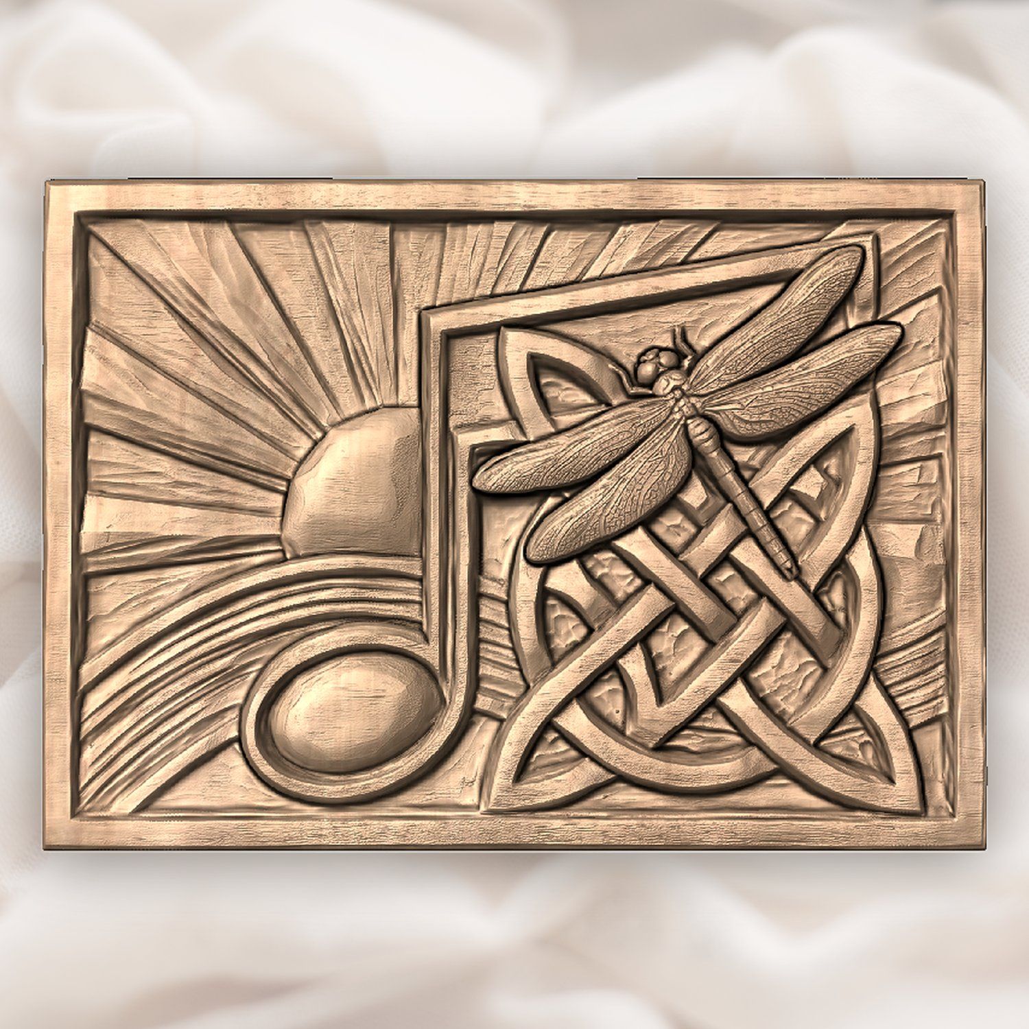 Dragonfly Music Note CNC Relief STL bas-relief STL — view 5