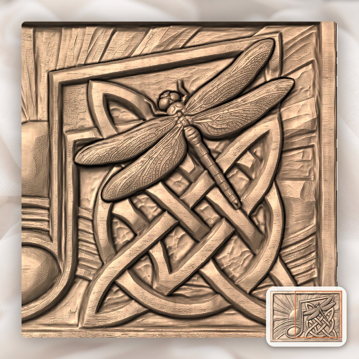 Dragonfly Music Note CNC Relief STL bas-relief STL — view 9