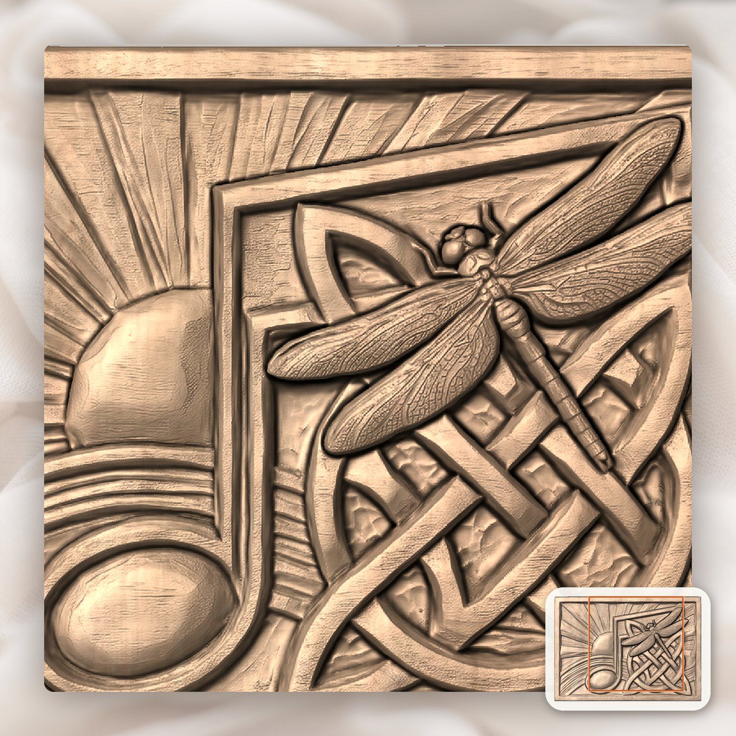 Dragonfly Music Note CNC Relief STL bas-relief STL — view 10