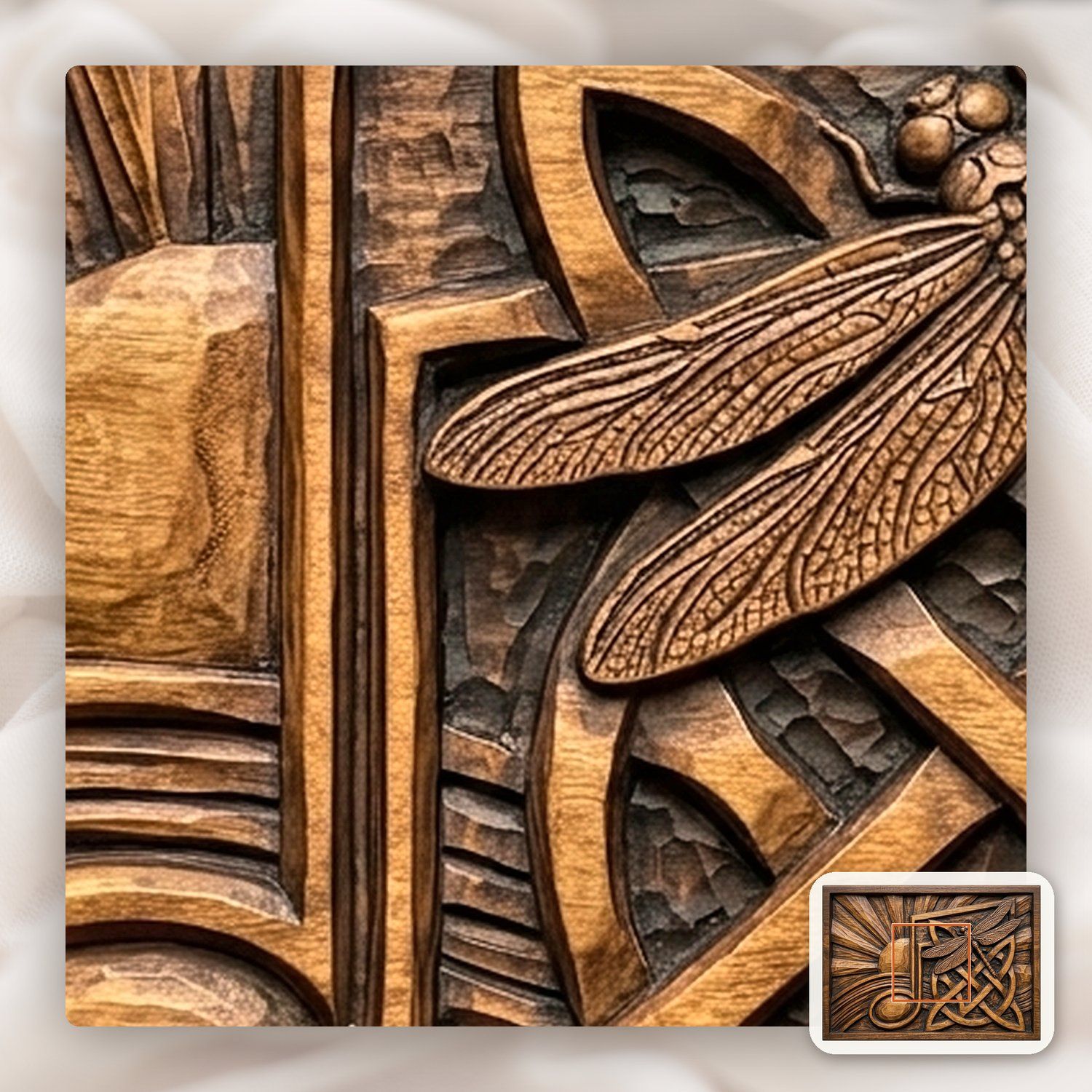 Dragonfly Music Note CNC Relief STL bas-relief STL — view 11