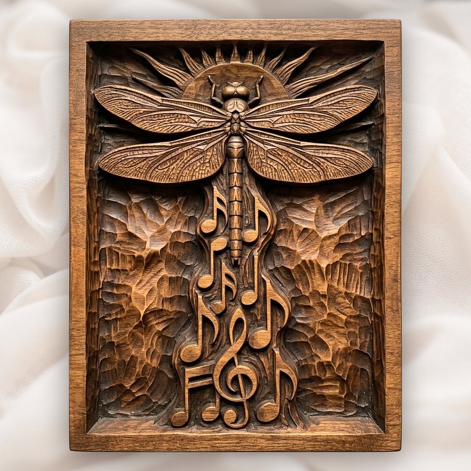 Dragonfly Music Notes Solar Sun CNC Relief STL bas-relief STL design