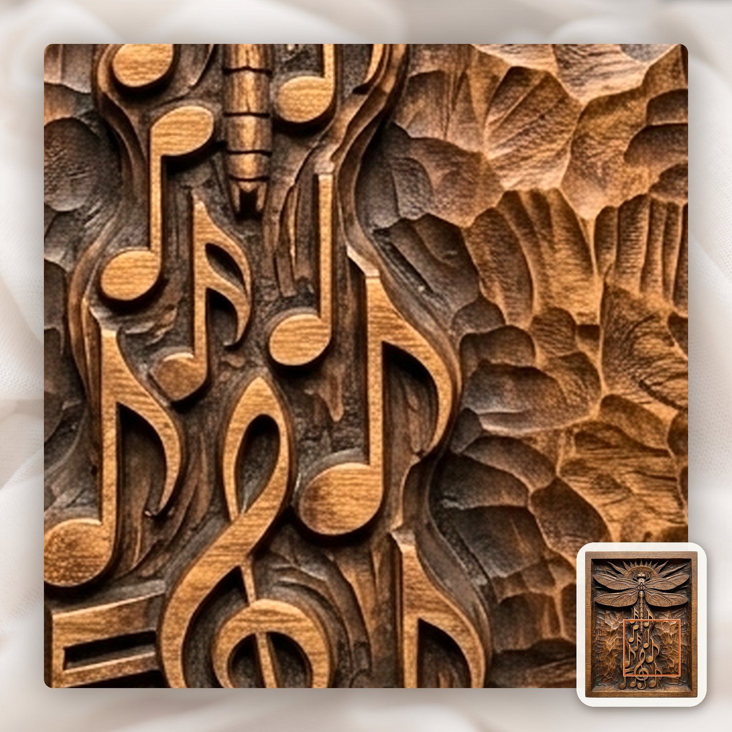 Dragonfly Music Notes Solar Sun CNC Relief STL bas-relief STL — view 12