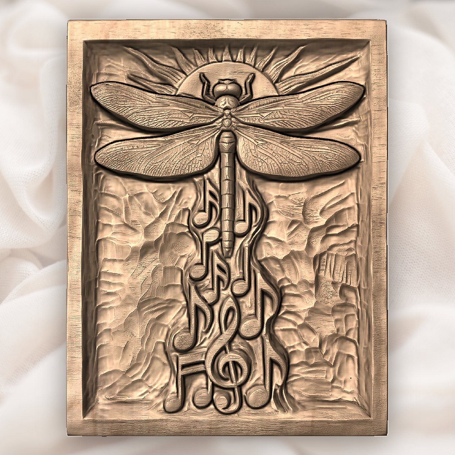Dragonfly Music Notes Solar Sun CNC Relief STL bas-relief STL — view 5