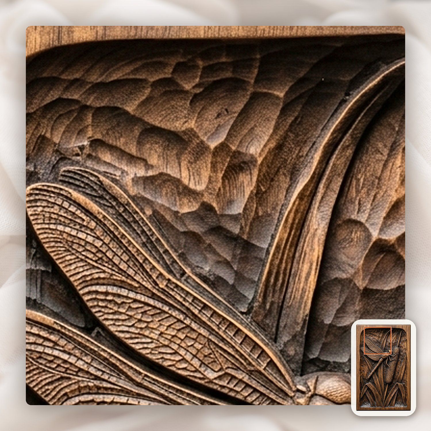 Dragonfly on Cattail Pond Scene CNC Relief STL bas-relief STL — view 11