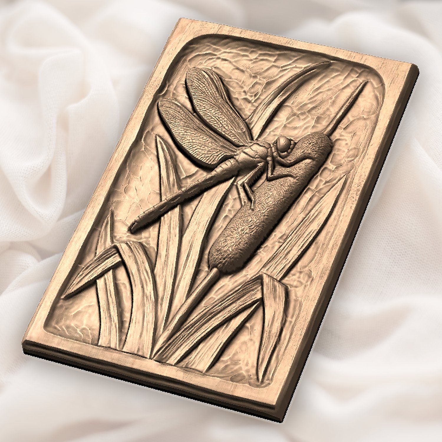 Dragonfly on Cattail Pond Scene CNC Relief STL bas-relief STL — view 5