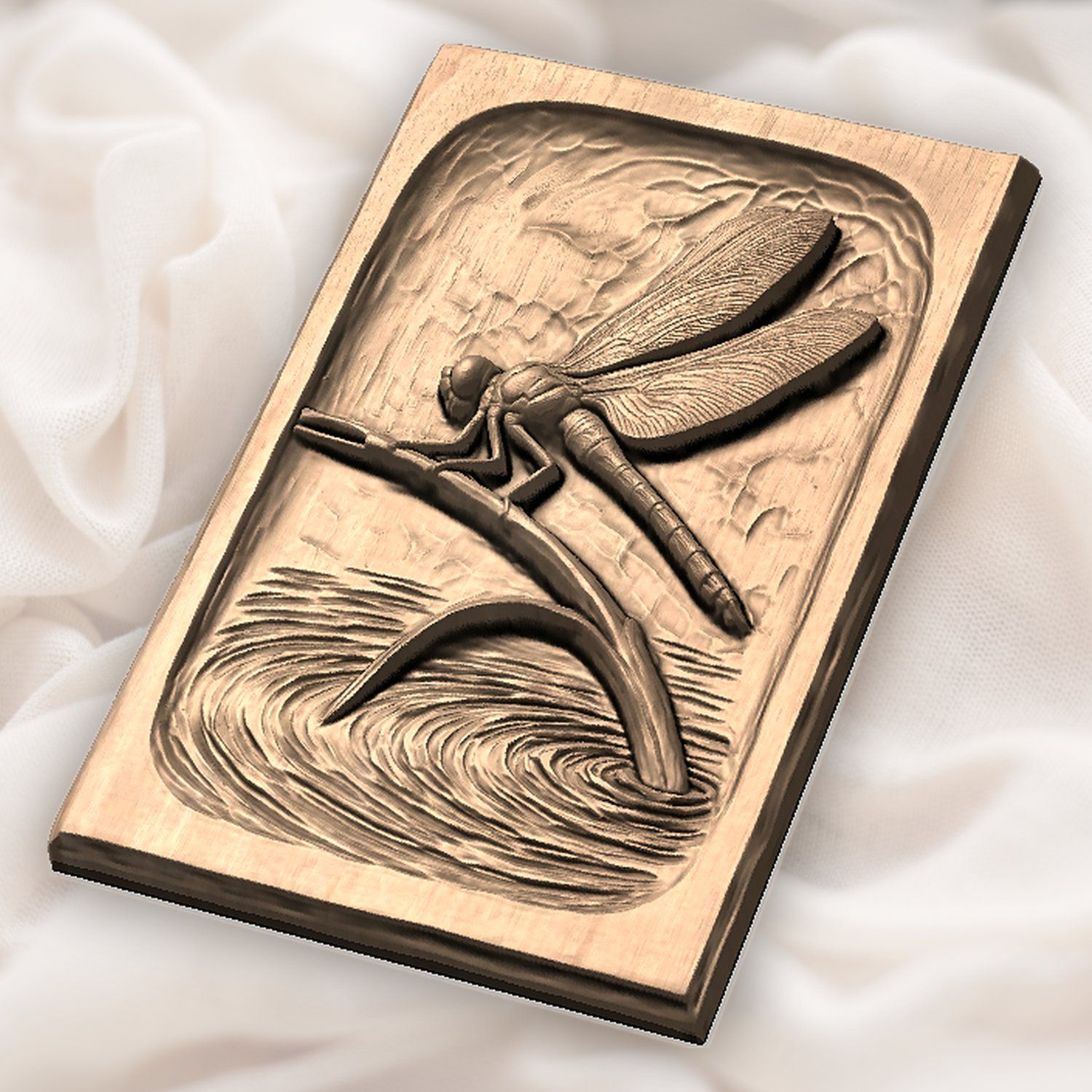 Dragonfly on Reed Water Ripple Scene CNC Relief STL bas-relief STL — view 6