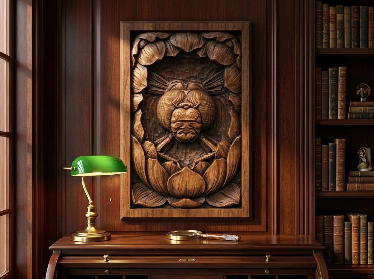 Dragonfly Pond Flower Face CNC Relief STL bas-relief STL — view 13