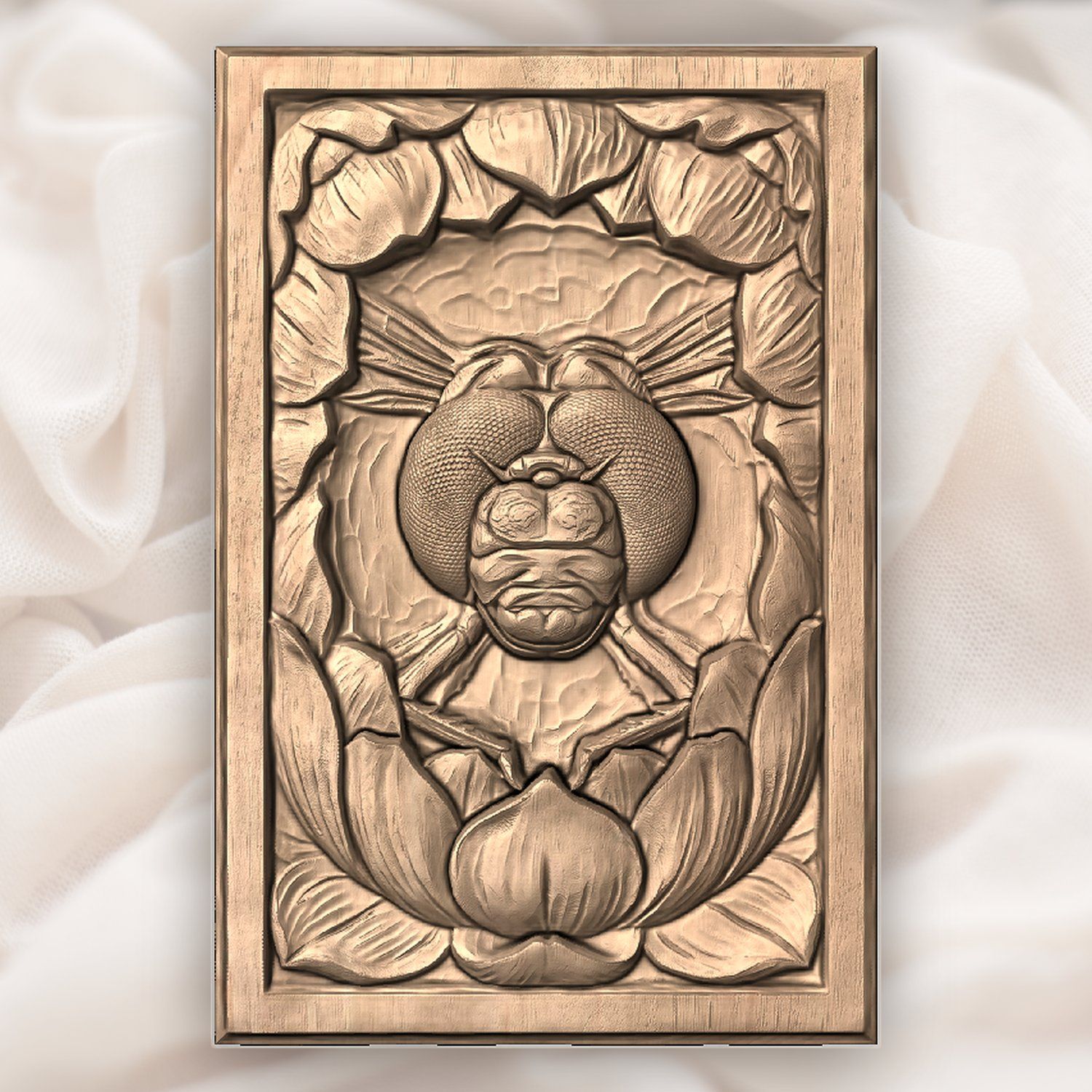 Dragonfly Pond Flower Face CNC Relief STL bas-relief STL — view 5