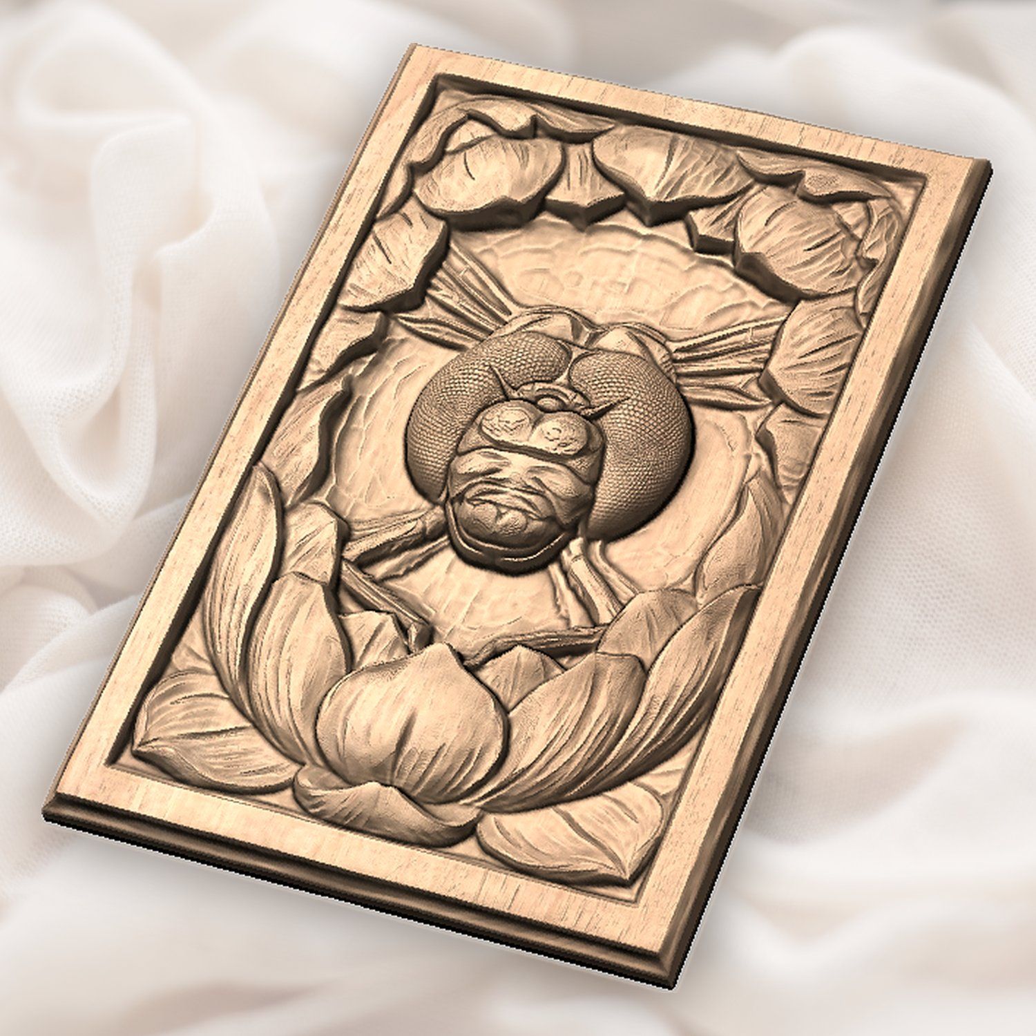 Dragonfly Pond Flower Face CNC Relief STL bas-relief STL — view 6