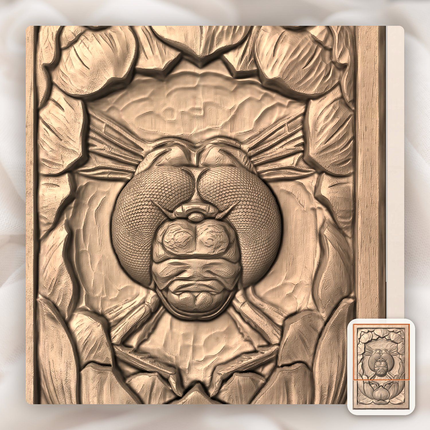 Dragonfly Pond Flower Face CNC Relief STL bas-relief STL — view 8