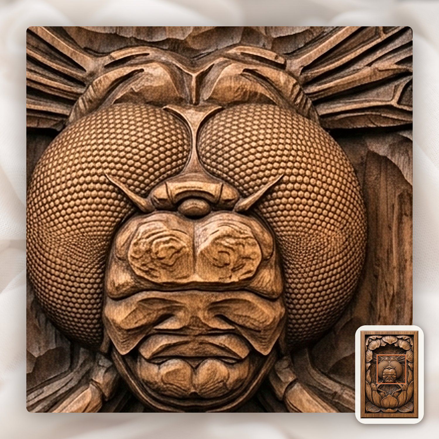 Dragonfly Pond Flower Face CNC Relief STL bas-relief STL — view 11