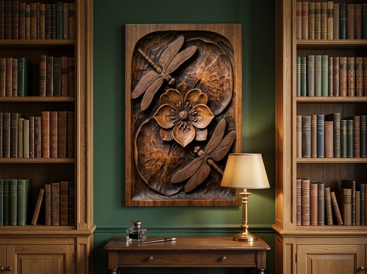 Dragonfly Pond Flower Nature Scene CNC Relief STL bas-relief STL — view 14
