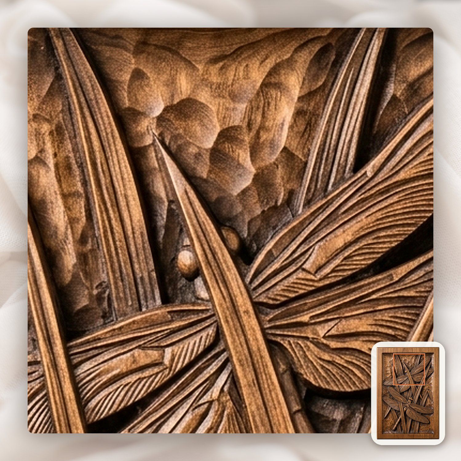 Dragonfly Pond Reeds Nature CNC Relief STL bas-relief STL — view 12