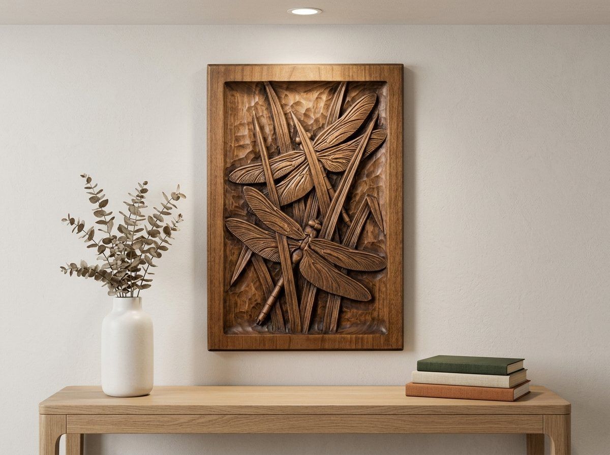 Dragonfly Pond Reeds Nature CNC Relief STL bas-relief STL — view 13