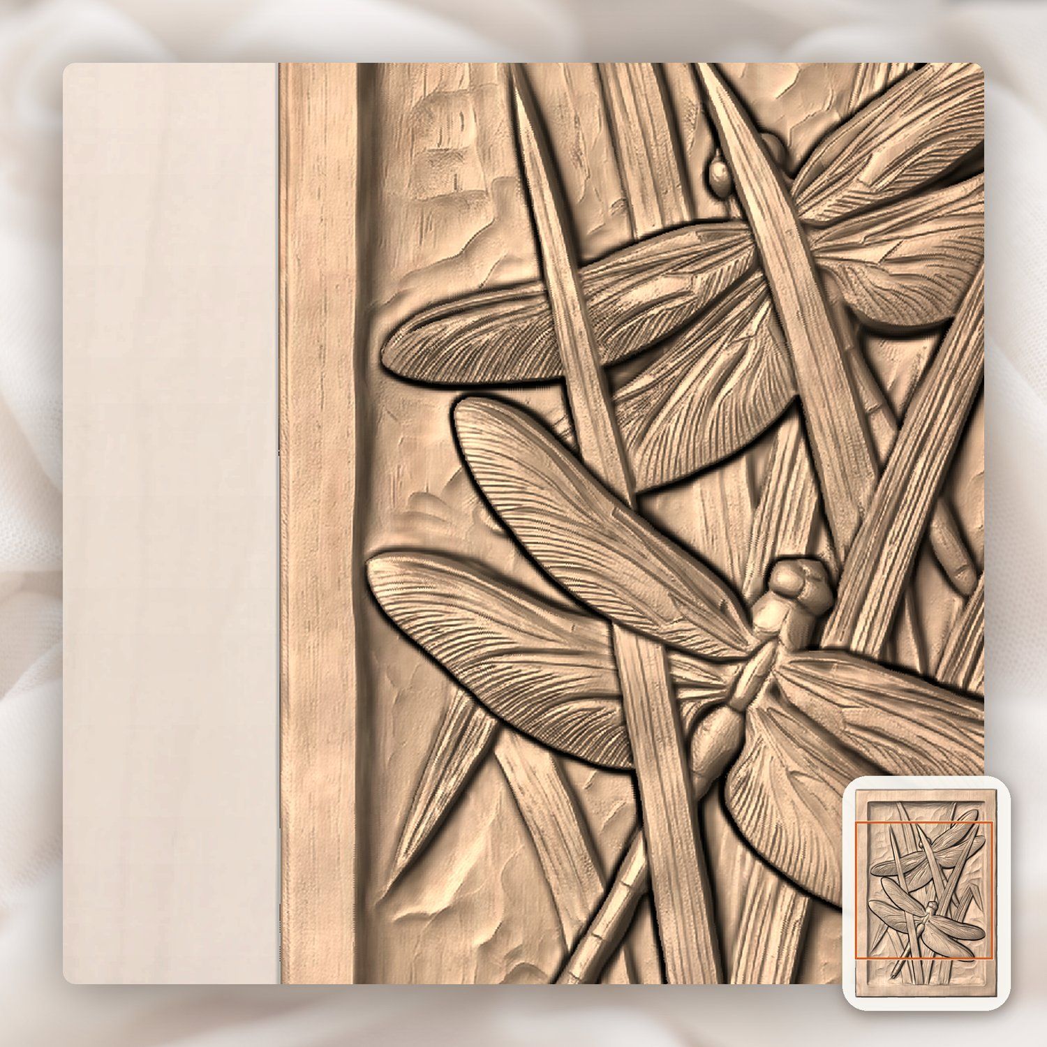 Dragonfly Pond Reeds Nature CNC Relief STL bas-relief STL — view 10