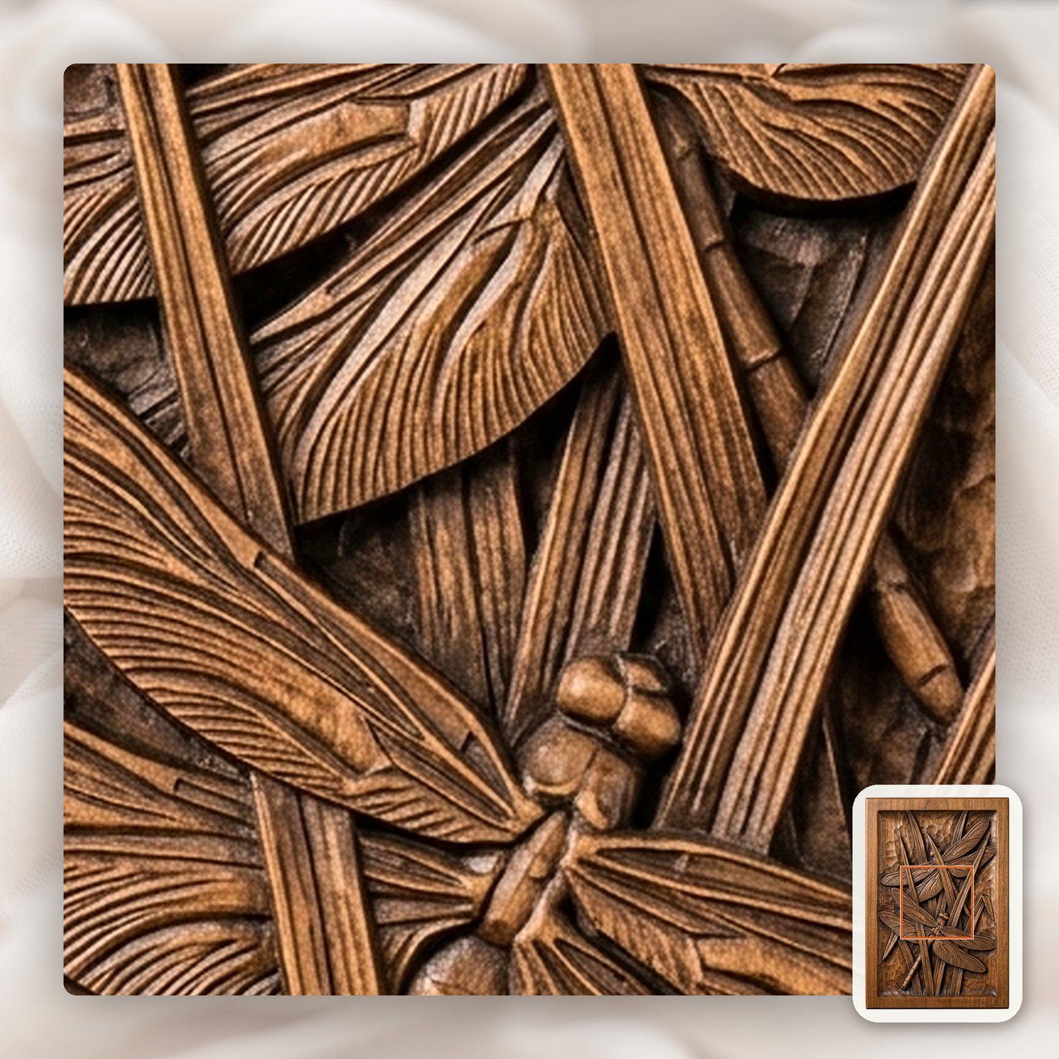 Dragonfly Pond Reeds Nature CNC Relief STL bas-relief STL — view 11