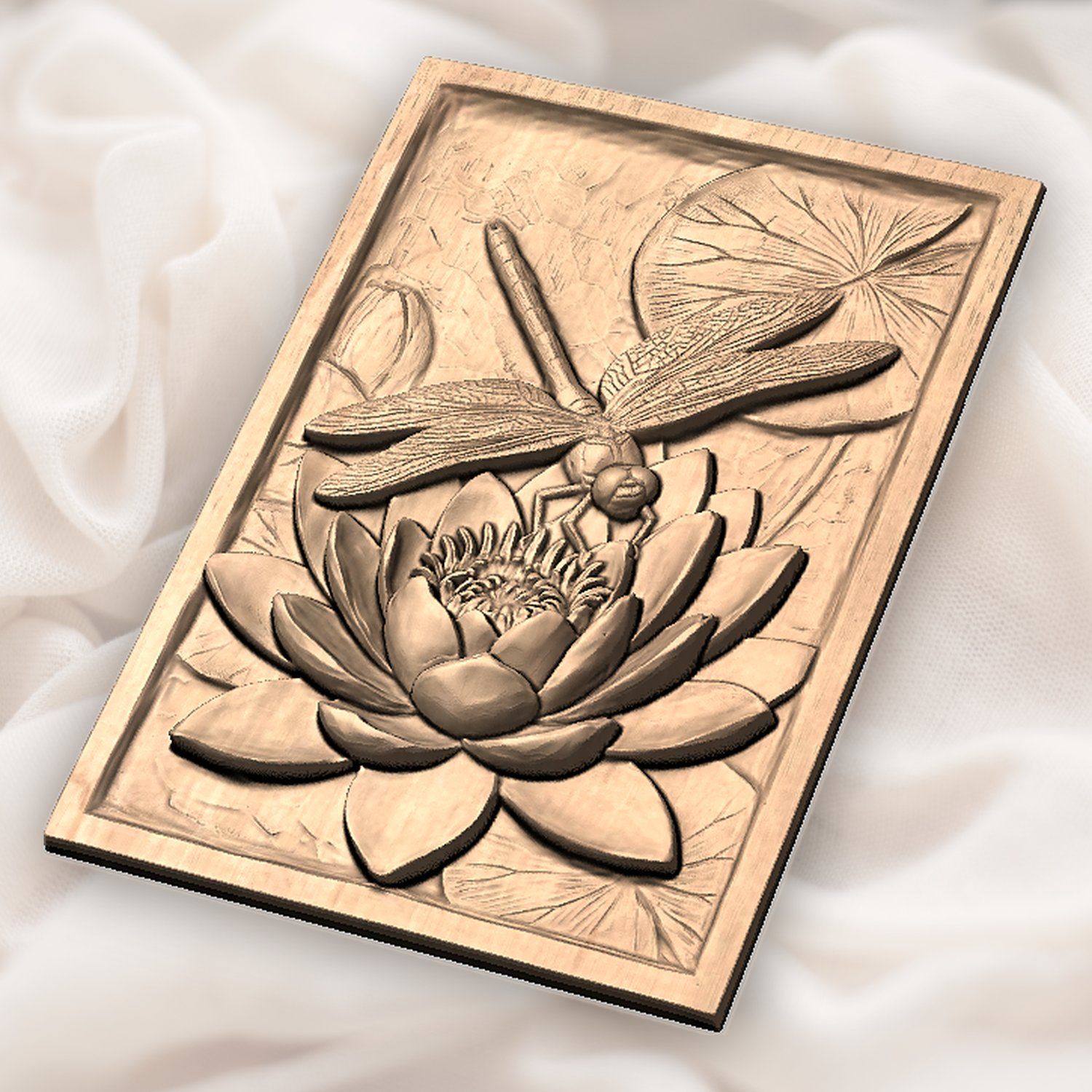 Dragonfly Water Lily Pond Scene CNC Relief STL bas-relief STL — view 6