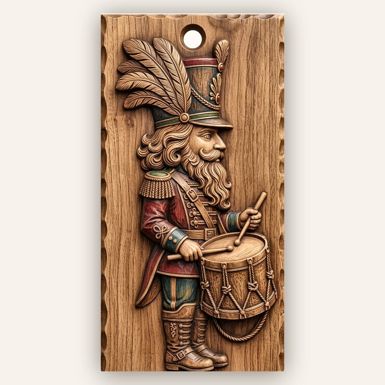 Drummer Boy Nutcracker CNC Relief STL | Holiday Toy Soldier Carving | Christmas Wall Art Panel — carved bas relief STL file for CNC