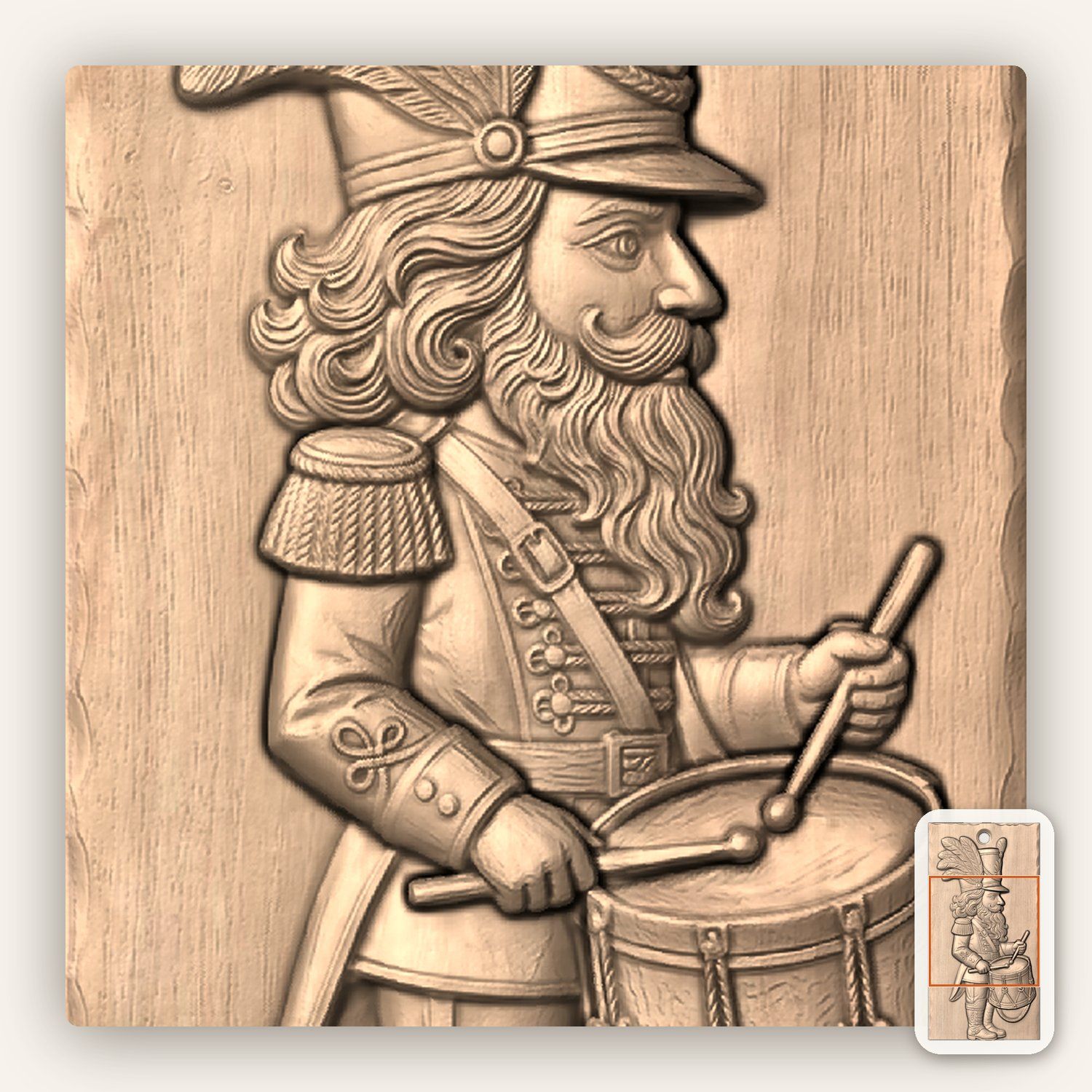 Drummer Boy Nutcracker CNC Relief STL bas-relief STL — view 7