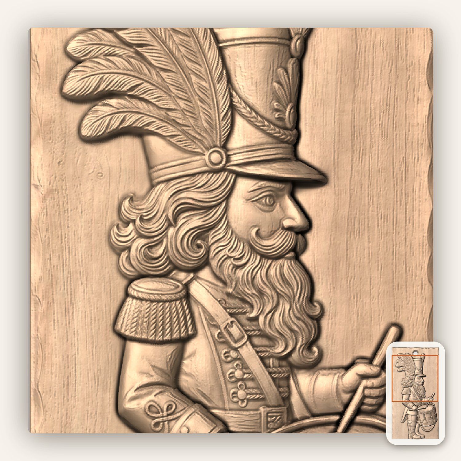 Drummer Boy Nutcracker CNC Relief STL bas-relief STL — view 9