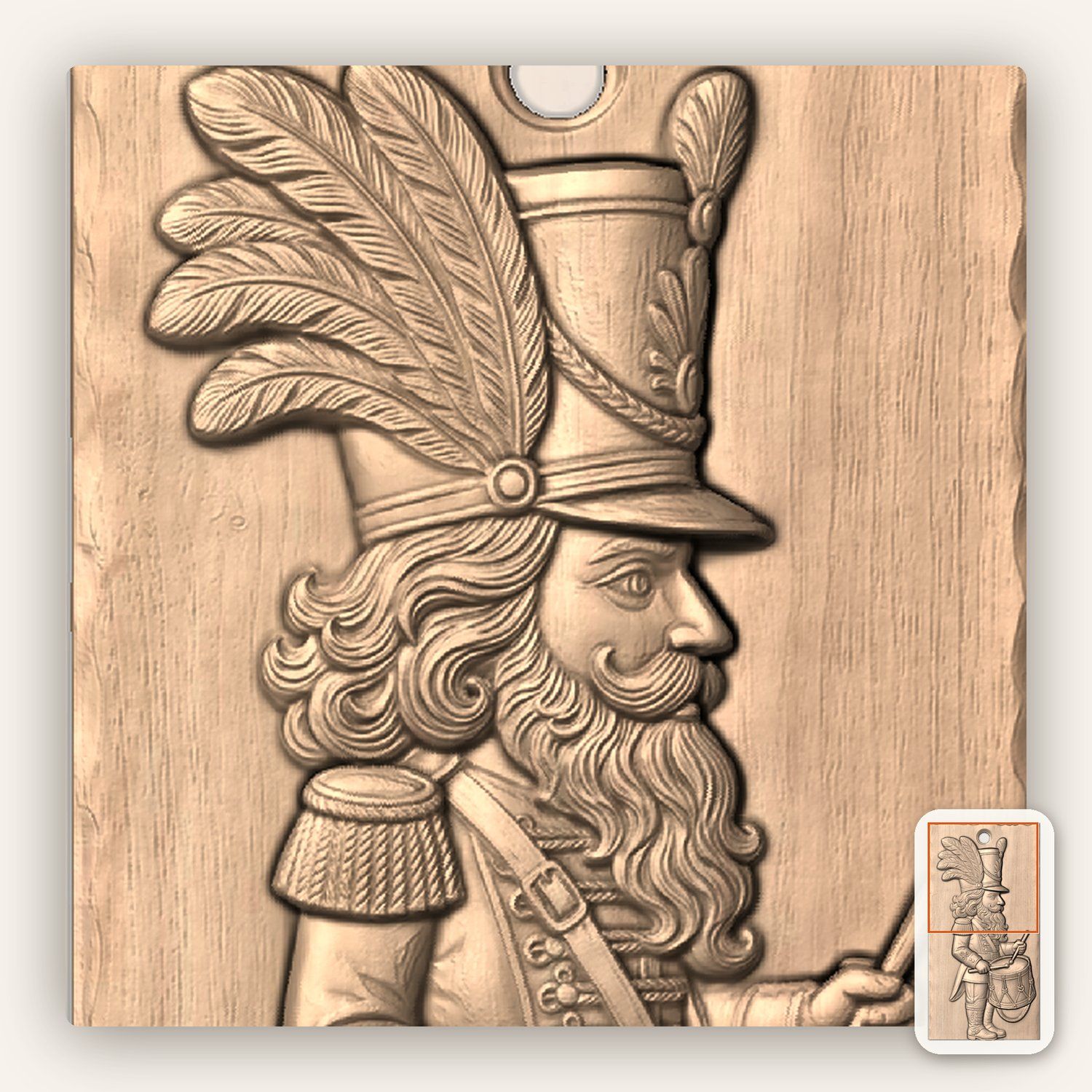 Drummer Boy Nutcracker CNC Relief STL bas-relief STL — view 10