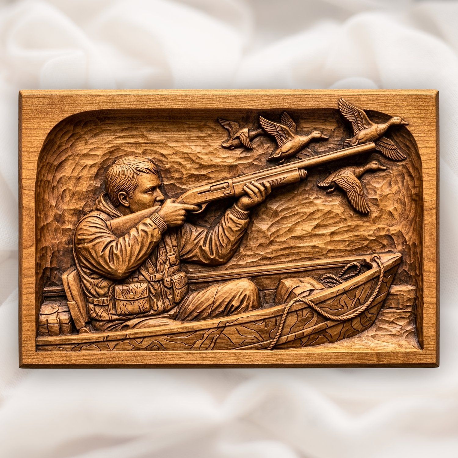 Duck Hunter Marsh Scene CNC Relief STL bas-relief STL design