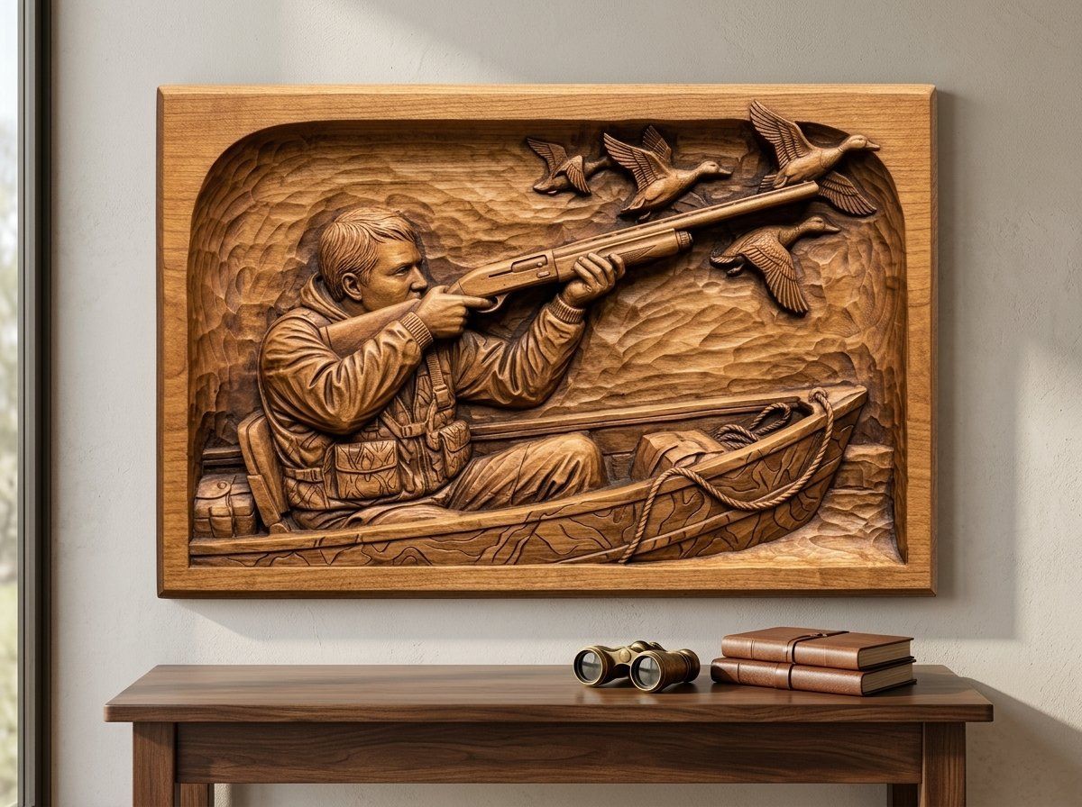 Duck Hunter Marsh Scene CNC Relief STL bas-relief STL — view 14