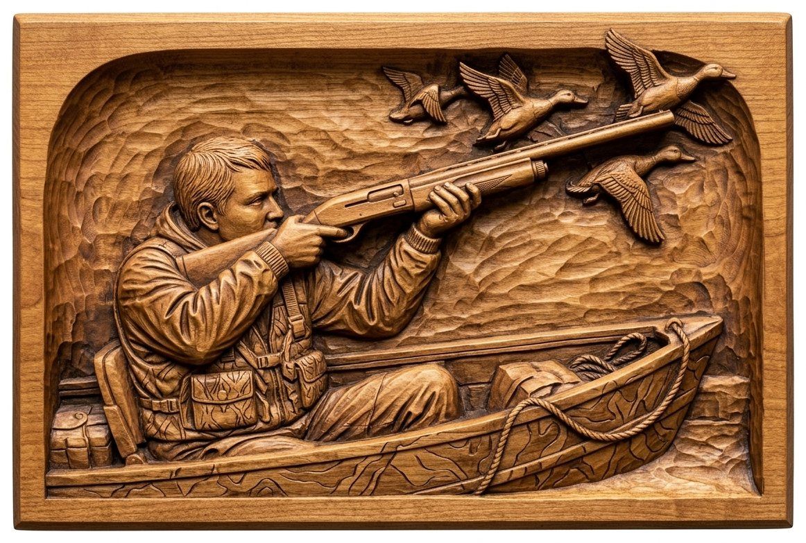 Duck Hunter Marsh Scene CNC Relief STL bas-relief STL — view 4