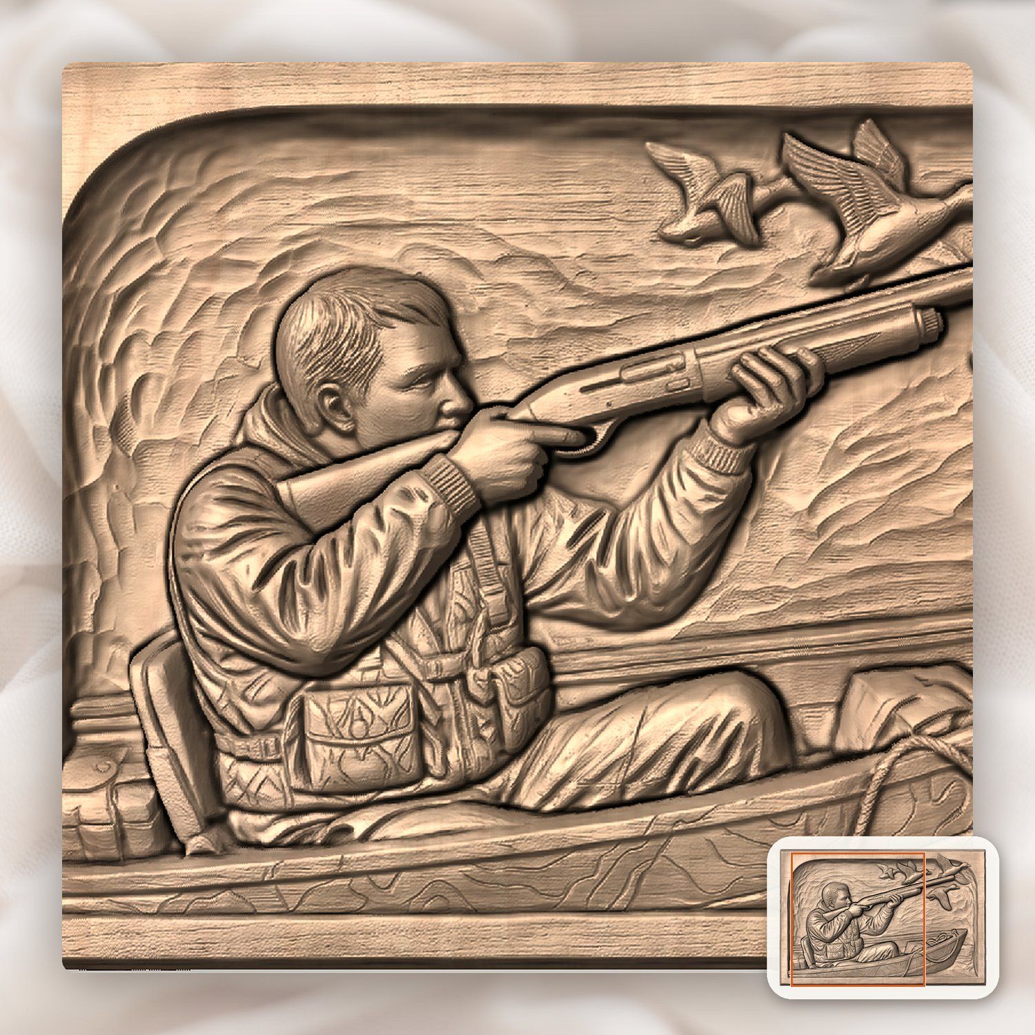 Duck Hunter Marsh Scene CNC Relief STL bas-relief STL — view 7