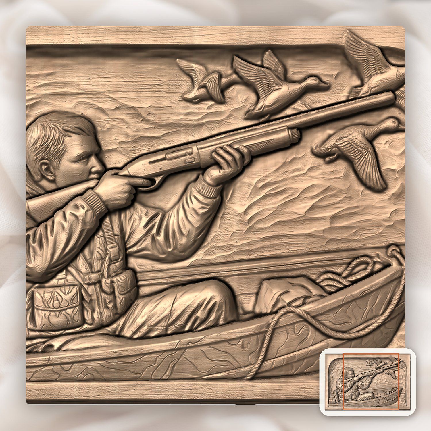Duck Hunter Marsh Scene CNC Relief STL bas-relief STL — view 8