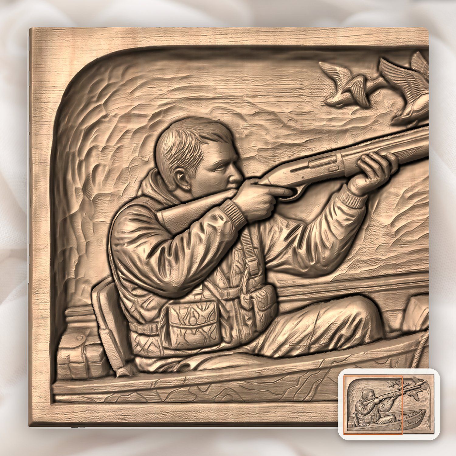 Duck Hunter Marsh Scene CNC Relief STL bas-relief STL — view 9
