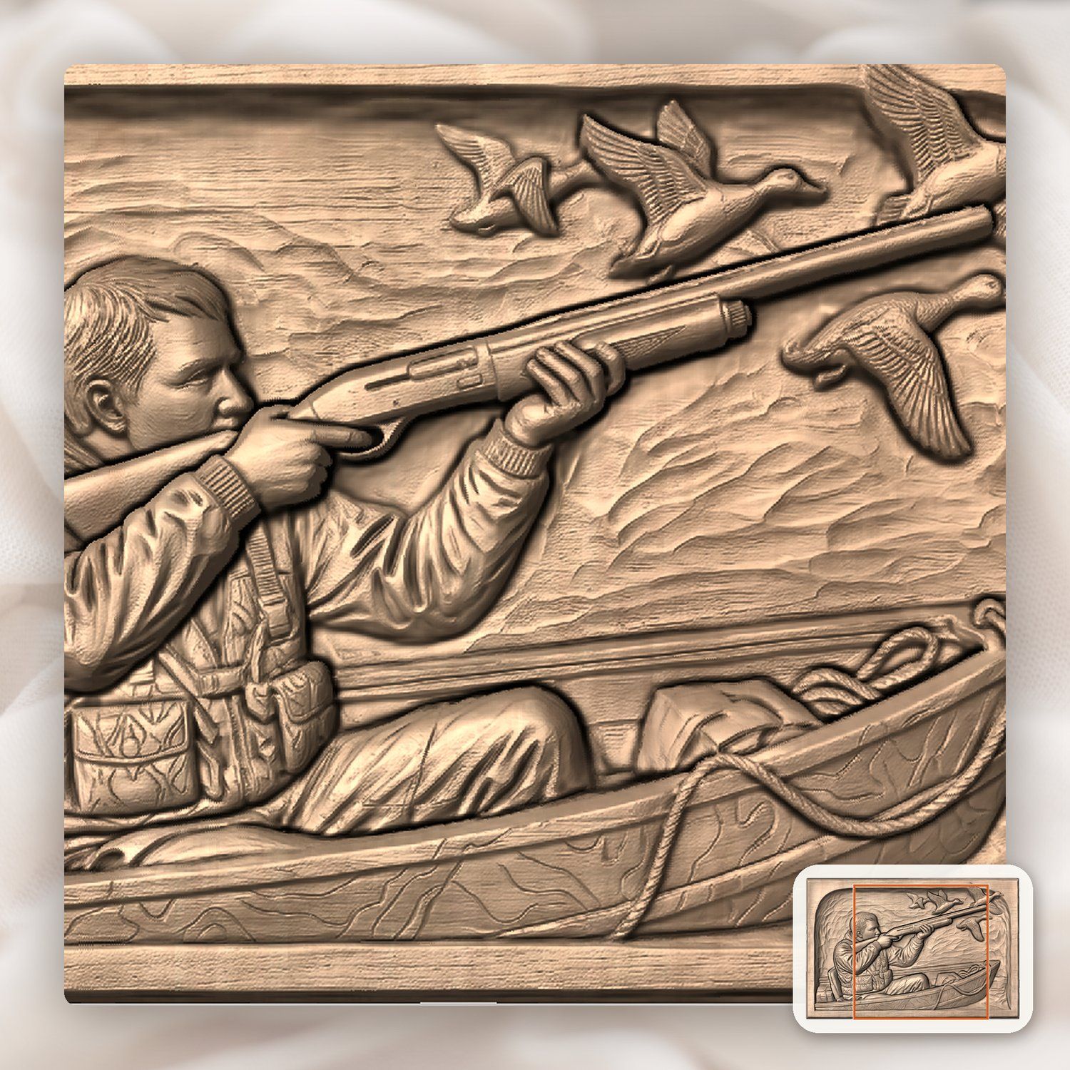 Duck Hunter Marsh Scene CNC Relief STL bas-relief STL — view 10