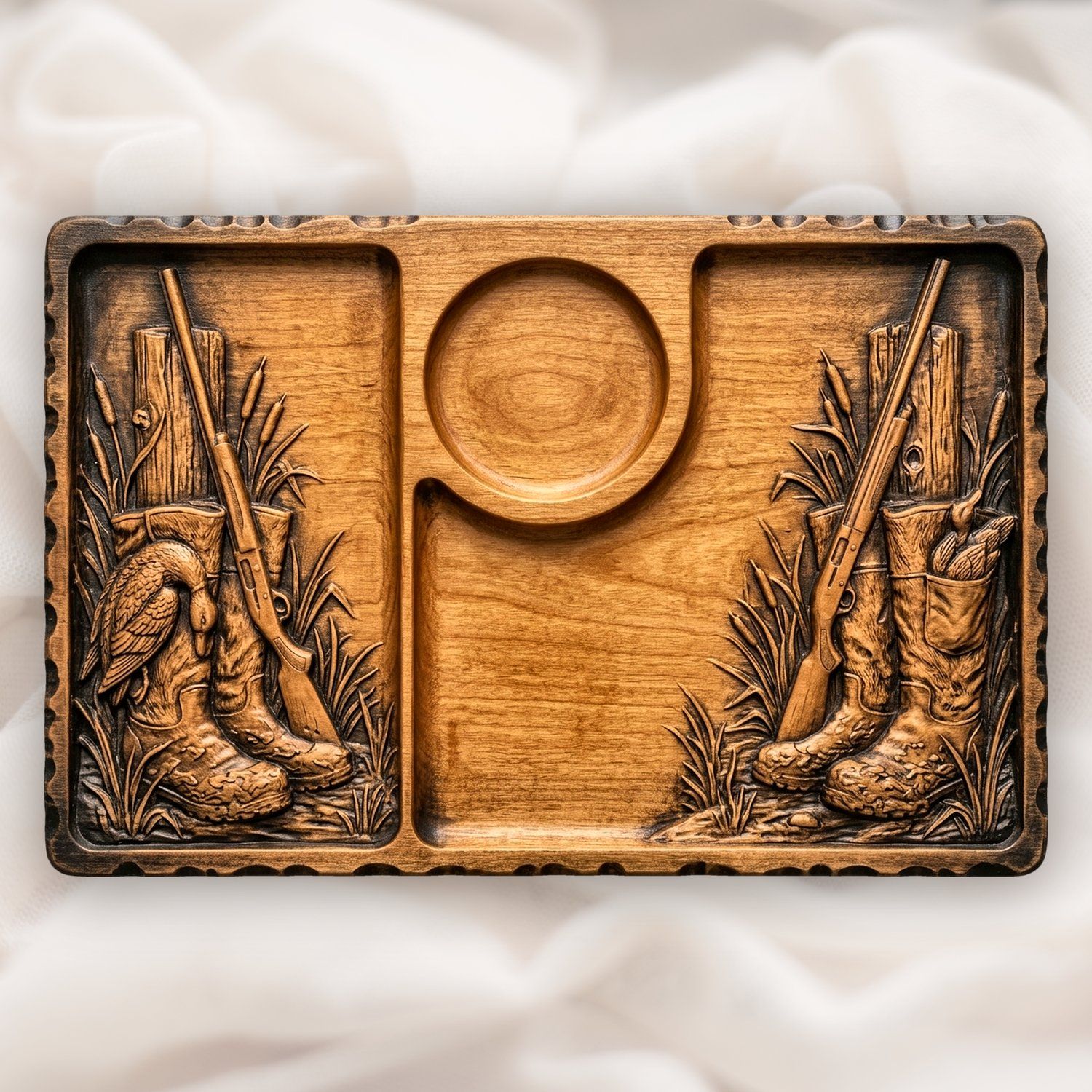 Duck Hunting Boots Shotgun Sofa Arm Tray Top CNC Relief STL bas-relief STL — view 11