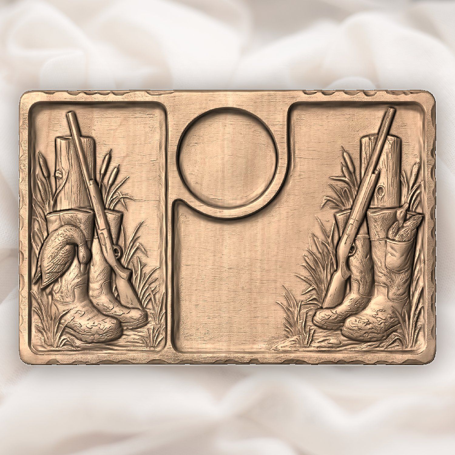 Duck Hunting Boots Shotgun Sofa Arm Tray Top CNC Relief STL bas-relief STL — view 4