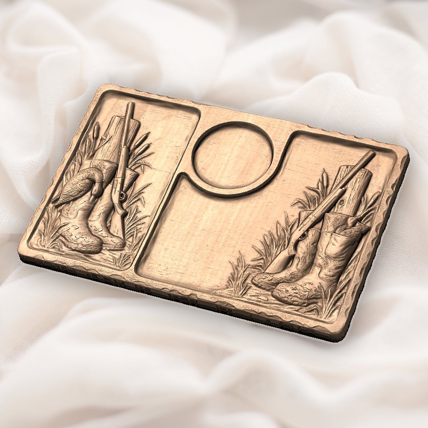 Duck Hunting Boots Shotgun Sofa Arm Tray Top CNC Relief STL bas-relief STL — view 5