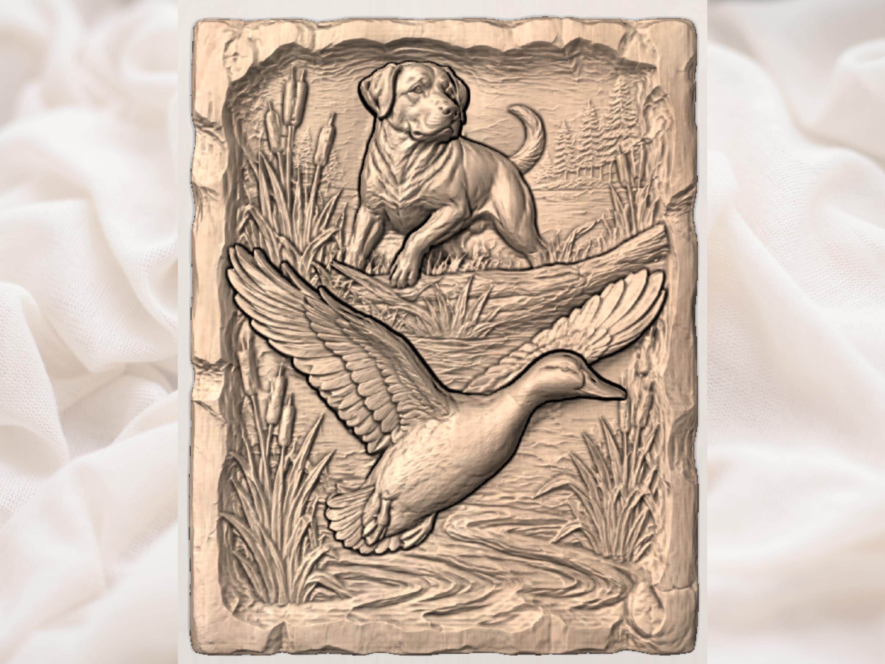 Duck Hunting Dog Relief bas-relief STL — view 6