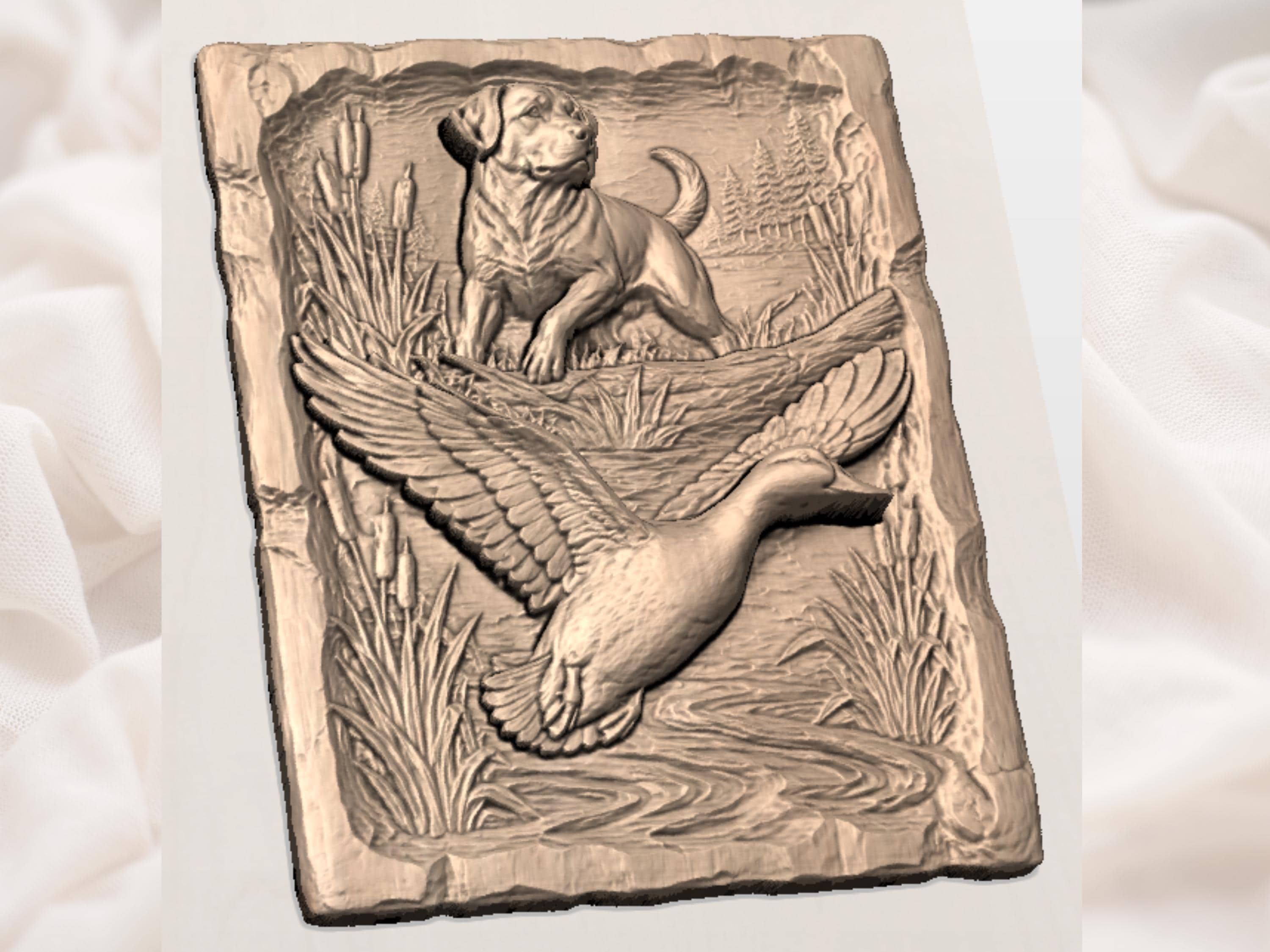 Duck Hunting Dog Relief bas-relief STL — view 7