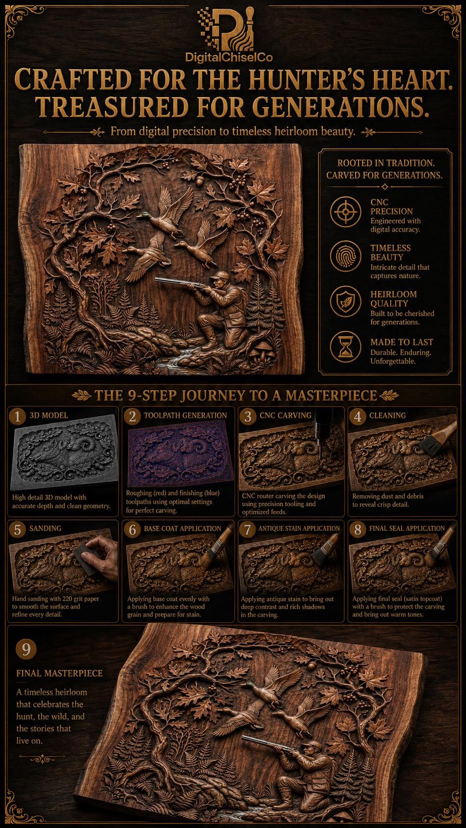 Mallard Hunter at the Stream Bas-Relief STL Carving bas-relief STL — view 5