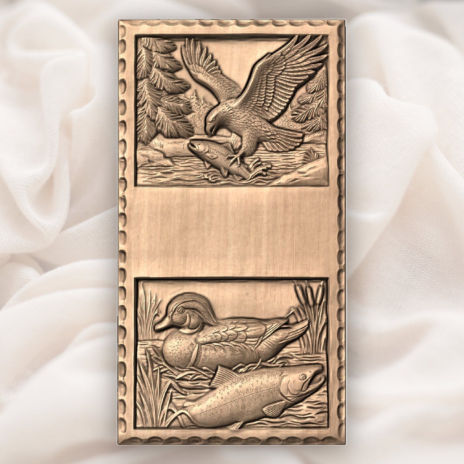 Doorbell plate Eagle Fishing and Duck River Wildlife CNC Relief STL bas-relief STL — view 5