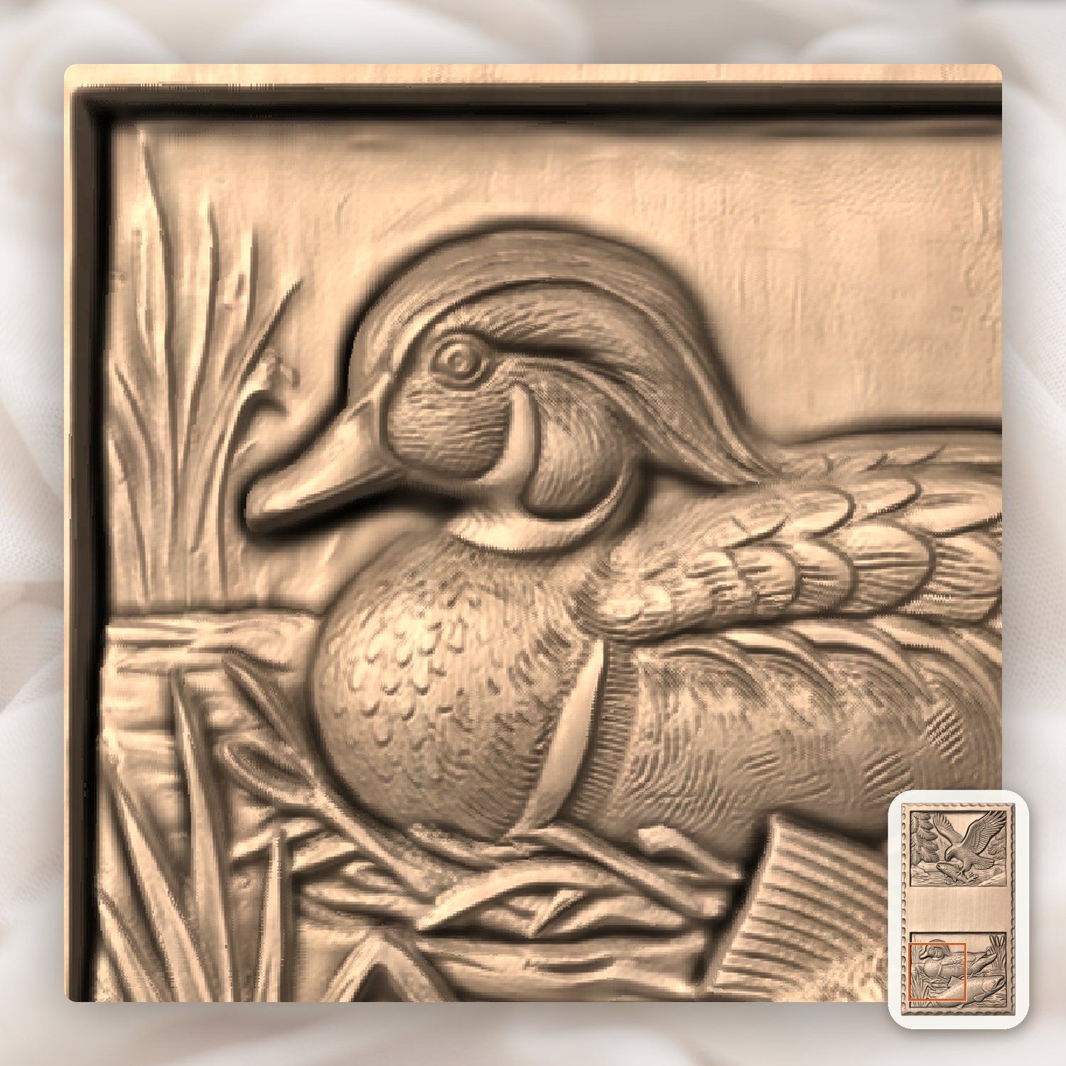Doorbell plate Eagle Fishing and Duck River Wildlife CNC Relief STL bas-relief STL — view 8