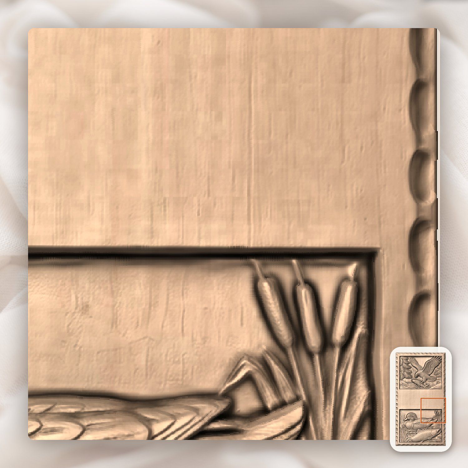 Doorbell plate Eagle Fishing and Duck River Wildlife CNC Relief STL bas-relief STL — view 10