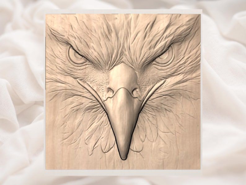 Fierce Eagle Face Close-Up Bas-Relief STL for CNC Carving bas-relief STL — view 2