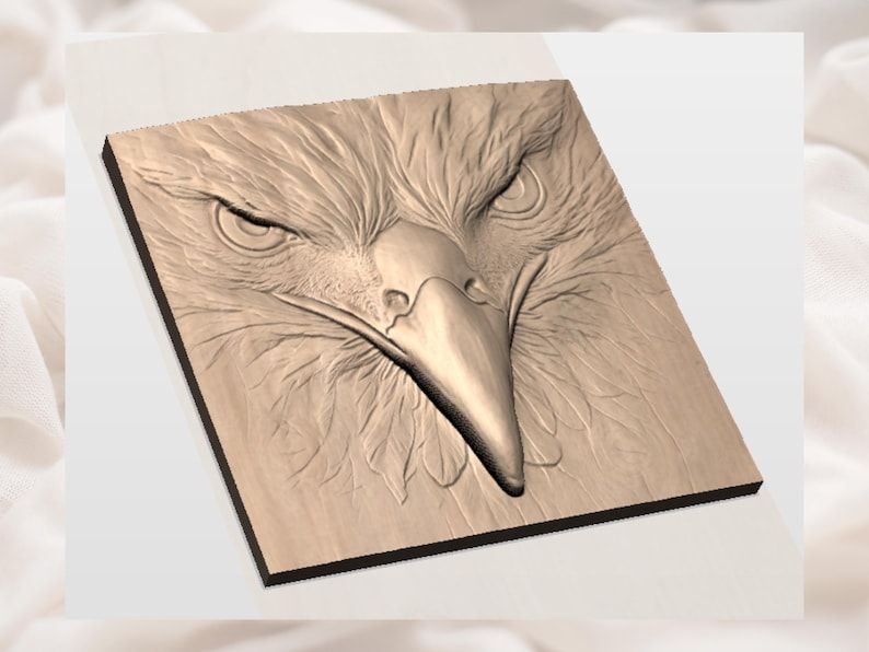 Fierce Eagle Face Close-Up Bas-Relief STL for CNC Carving bas-relief STL — view 3