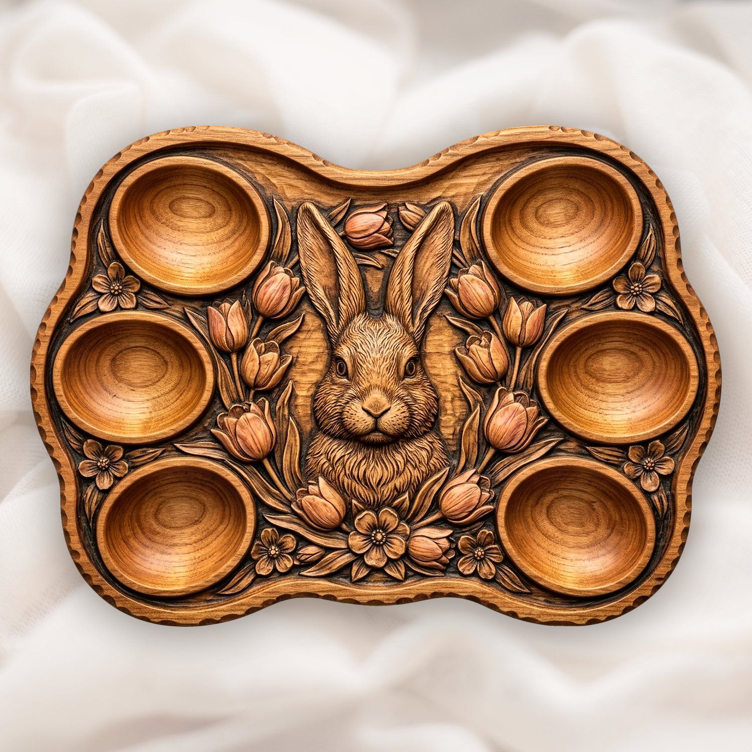 Easter Bunny Tulip Egg Tray CNC Relief STL bas-relief STL — view 11