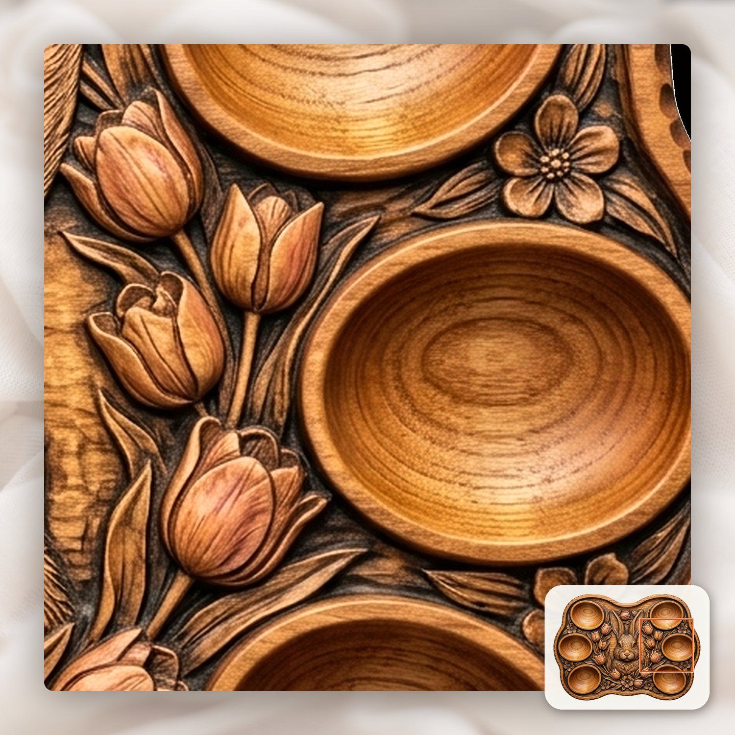 Easter Bunny Tulip Egg Tray CNC Relief STL bas-relief STL — view 13