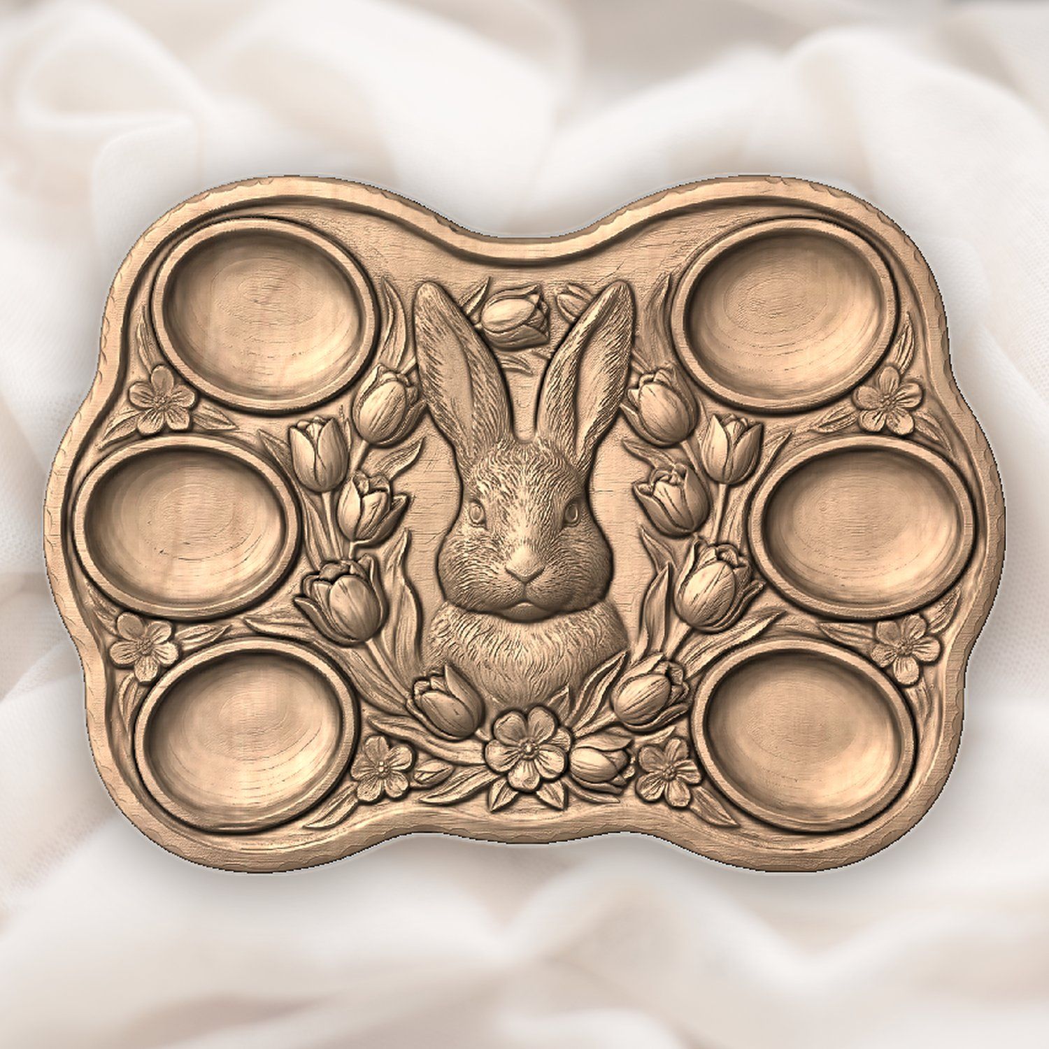 Easter Bunny Tulip Egg Tray CNC Relief STL bas-relief STL — view 4