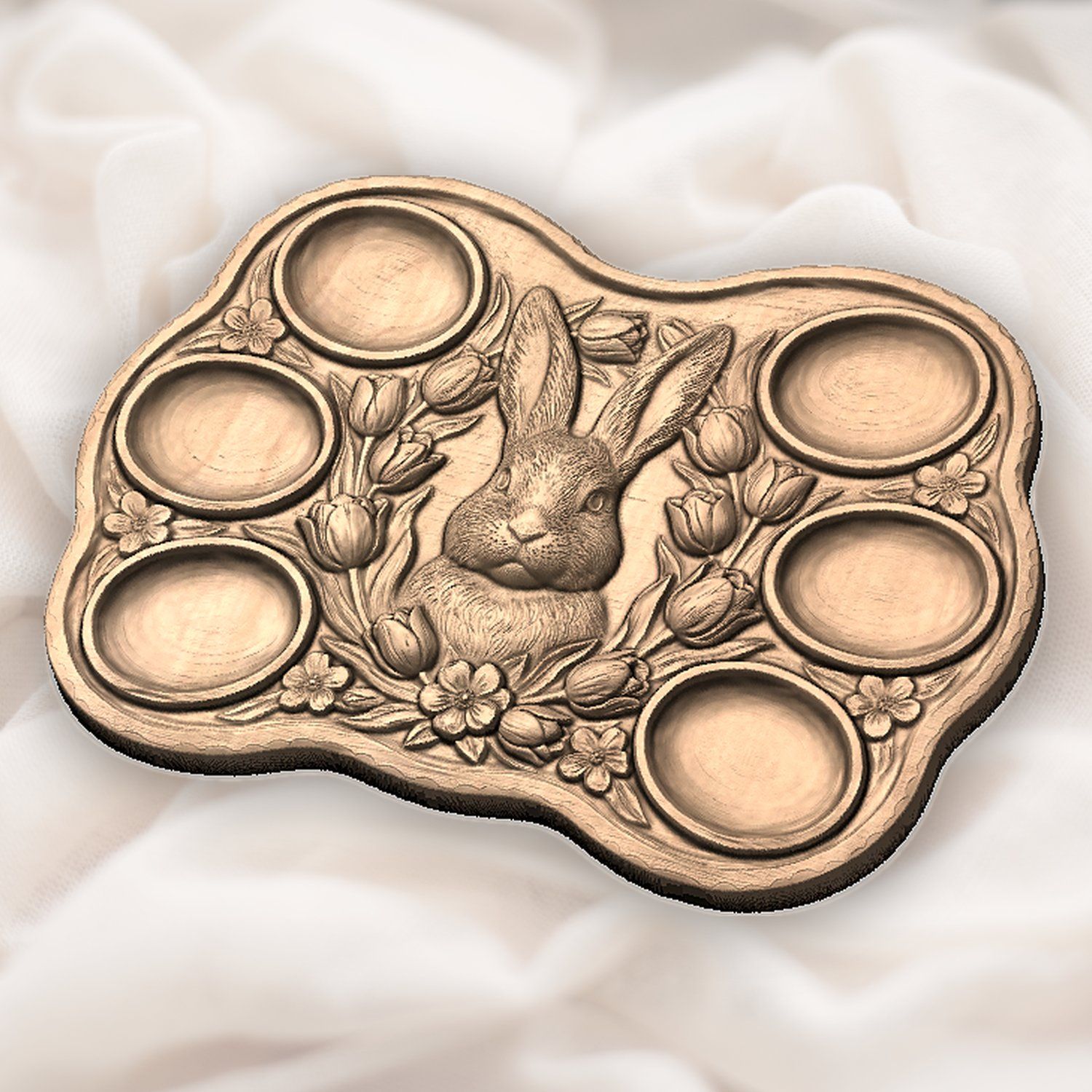 Easter Bunny Tulip Egg Tray CNC Relief STL bas-relief STL — view 5