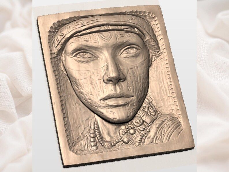 Egyptian Queen Hieroglyph Portrait Bas-Relief STL bas-relief STL — view 2