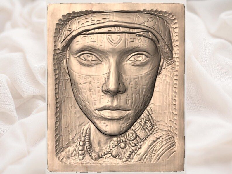 Egyptian Queen Hieroglyph Portrait Bas-Relief STL bas-relief STL — view 3